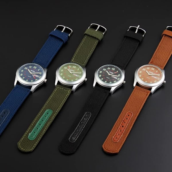 Klockor för män Nylonband Textil Casual Herrklocka Sportklockor Lysande Datum Quartz Business Vattentät Unisex Armbandsur
