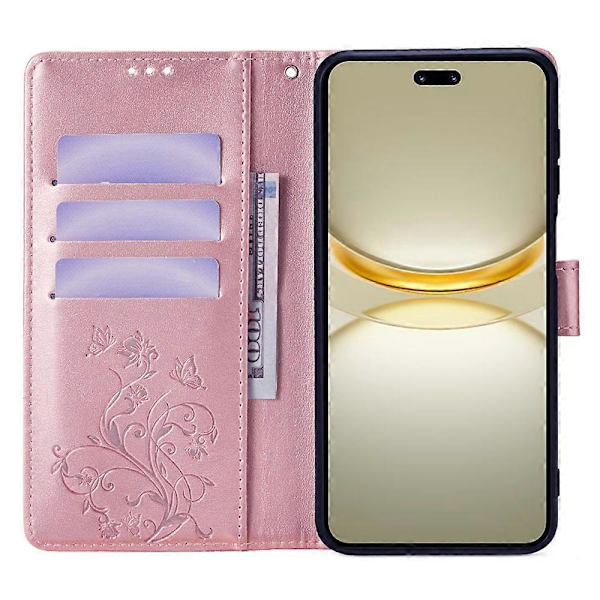 Fodral för Huawei nova 12 Pro 5G/ nova 12 Ultra 5G Fjäril Blomma Tryckt Läder Flip Skyddsfodral