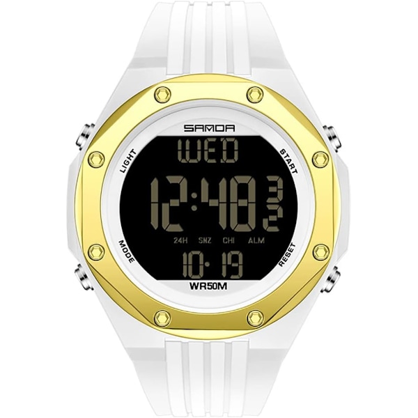 Nya Sport Unisex Klockor LED Elektronisk Digital Klocka Kalender Stoppur TPU Armband Veckovisning Quartz 50ATM Vattentät Armbandsur