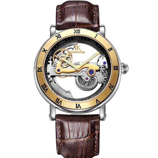 Steampunk Automatisk Klocka Självuppdragande Skelett Ihålig Mekanisk Klocka Minimalistiska Vattentäta Klockor