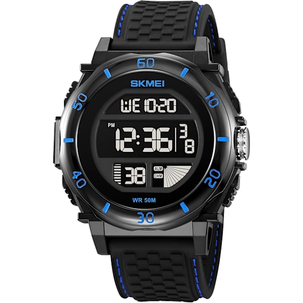 Multifunktionell LED-klocka för män Sport Digital Klocka Datum Alarm Armbandsur för män EL-ljus Silikonarmband 50M Vattentät