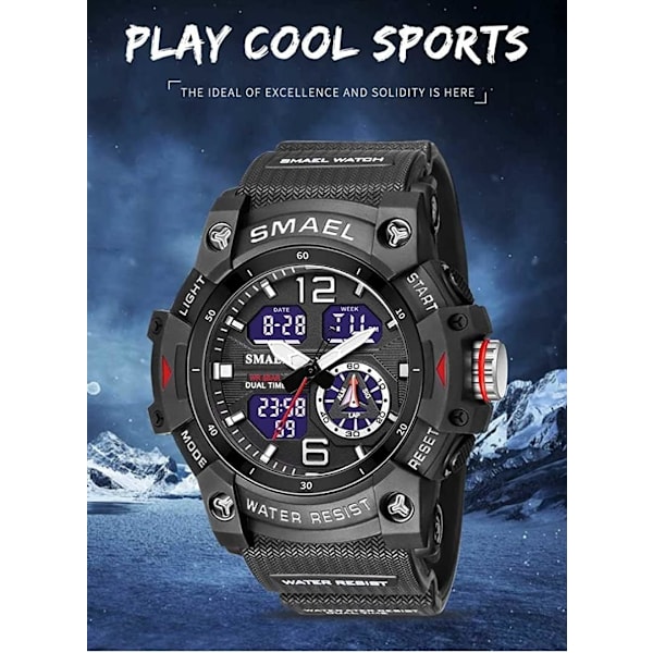 Herrklockor Sport Utomhus Vattentät Armbandsur Datum Multifunktion Taktik LED Alarm Stoppur