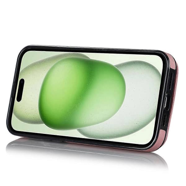 För iPhone 15 Plus Baksida RFID-blockerande Telefonfodral Plånbok Retro PU+TPU Ställfodral