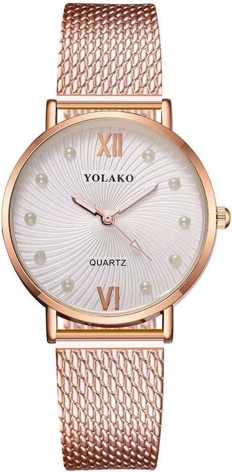 Mode Damklockor Rostfritt Stål Mesh Quartz Armbandsur Elegant Casual Klocka