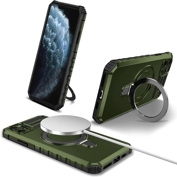 Mobilskal - iPhone 11 Pro Max - Stöttåligt - Magnetisk Hållare - Grön Green iPhone 11 Pro Max