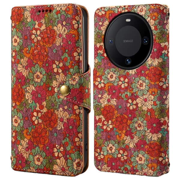 Blommigt Läderplånboksfodral för Huawei Mate 60