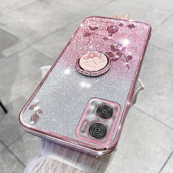 For Motorola Moto E22 4G/E22i 4G TPU Ring Deksel Stativ Glitter Telefon Deksel