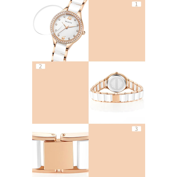 Lyxiga Damklockor Diamantklockor Rostfritt Stål Elegant Klocka för Kvinnor Quartz Damklocka Analog Display Vattentät Armbandsur för Kvinnor