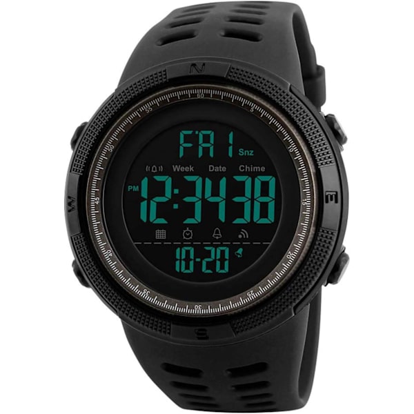 Klockor Herr Digital Sport LED Klocka Stor Urtavla Casual Luminous Stoppur Alarm Enkel Arméklocka