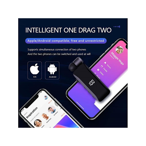 Android till Apple Bluetooth Lavalier Hörlurar Vit