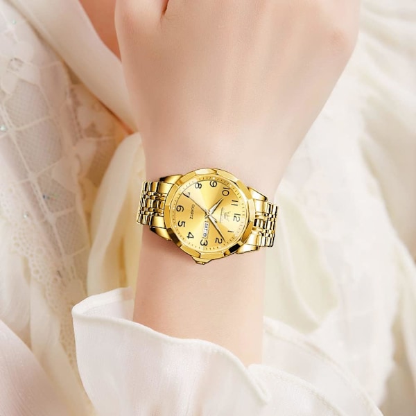 Klocka för män, kvinnor, unisex med bred urtavla, diamant, lyxig kostymklocka, analog kvarts, rostfritt stål, vattentät, lysande datum, business casual armbandsur