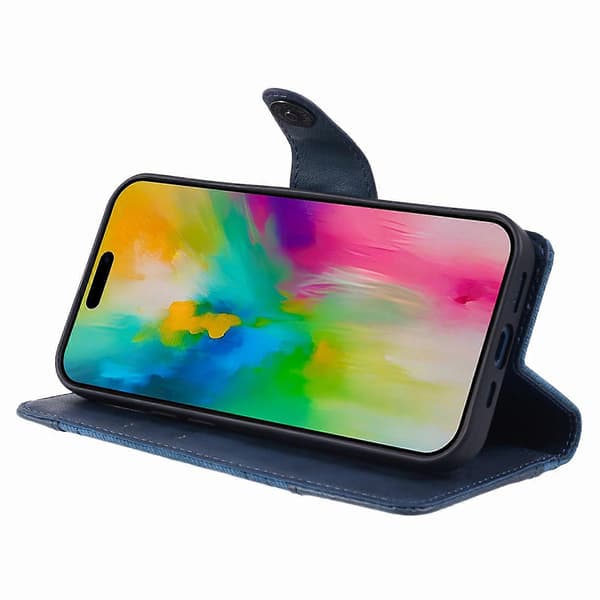 För iPhone 16 Pro Ställfodral Splitsat Läder Flip Telefonfodral med Plånbok