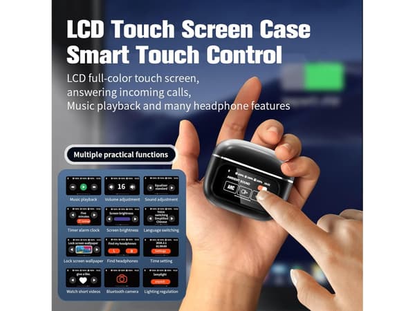 Active Touch Trådlösa Hörlurar för Apple Tyg Bluetooth Brusreducering Svart