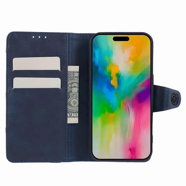 För iPhone 16 Pro Ställfodral Splitsat Läder Flip Telefonfodral med Plånbok