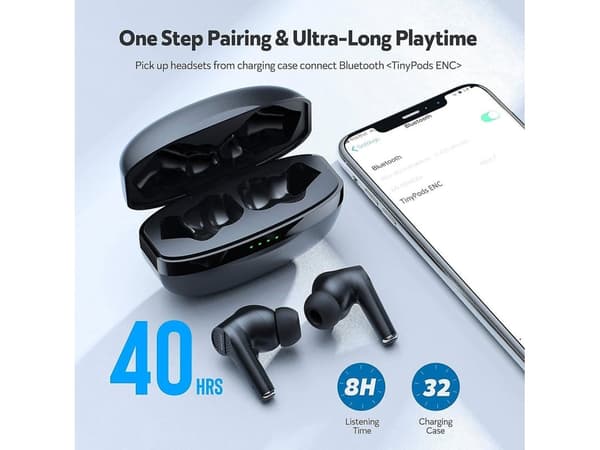 Bluetooth brusreducerande in-ear hörlurar, svarta