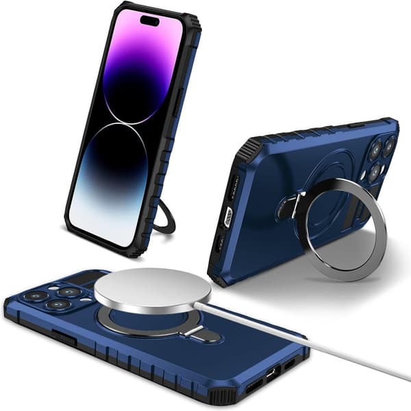 iPhone 15 Pro/14 Pro Støtsikkert Magnetisk Telefondeksel - Blå Blue iPhone 15 Pro/iPhone 14 Pro