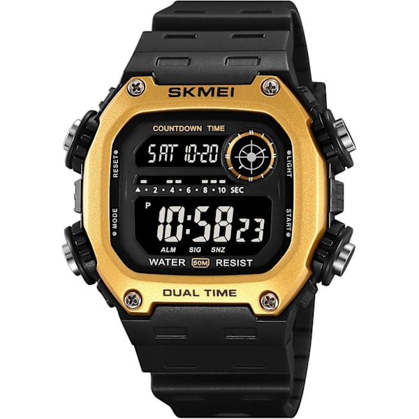 Multifunktionell LED Digital Klocka Utomhus Sport Herrklockor Alarm Datum Armbandsur för Män 5Bar Vattentät Stoppur