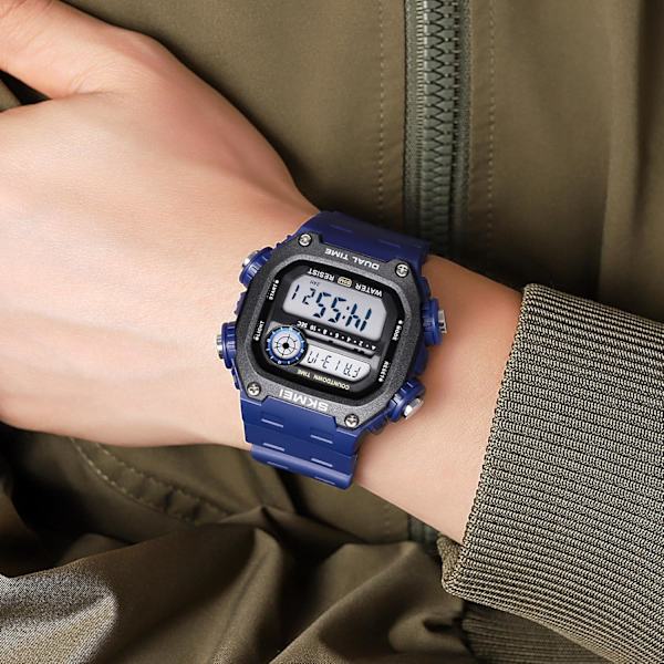 Multifunktionell LED Digital Klocka Utomhus Sport Herrklockor Alarm Datum Armbandsur för Män 5Bar Vattentät Stoppur