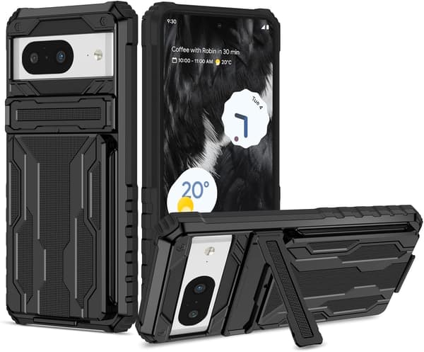 Mobilskal - Google Pixel 8 - Stöttåligt - Dold Ställfunktion - Korthållare Black Google Pixel 8