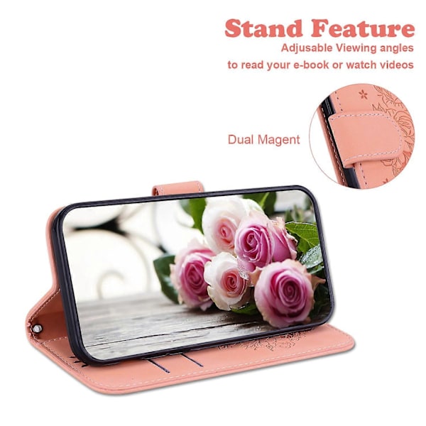 För Motorola Edge 50 Fusion 5G PU Läder Plånboksfodral Fjäril och Blommönster Plånboksfodral