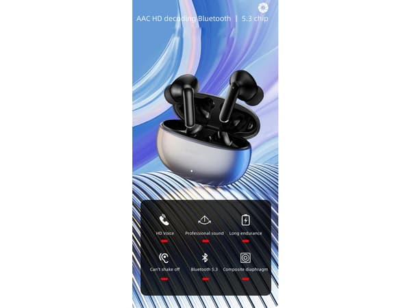 Bluetooth Brusreducerande Stereohörlurar Svart