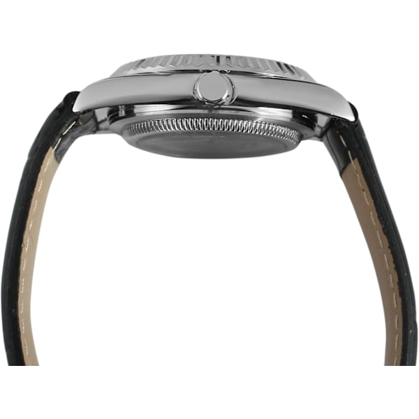 Automatisk skelettklocka för män med svart läderarmband WRG8038M3S1