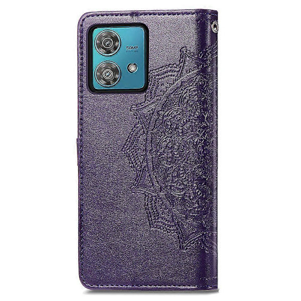 För Motorola Edge 40 Neo 5G Fodral Mandala Präglat PU Läder 3 Kortplatser Telefonfodral