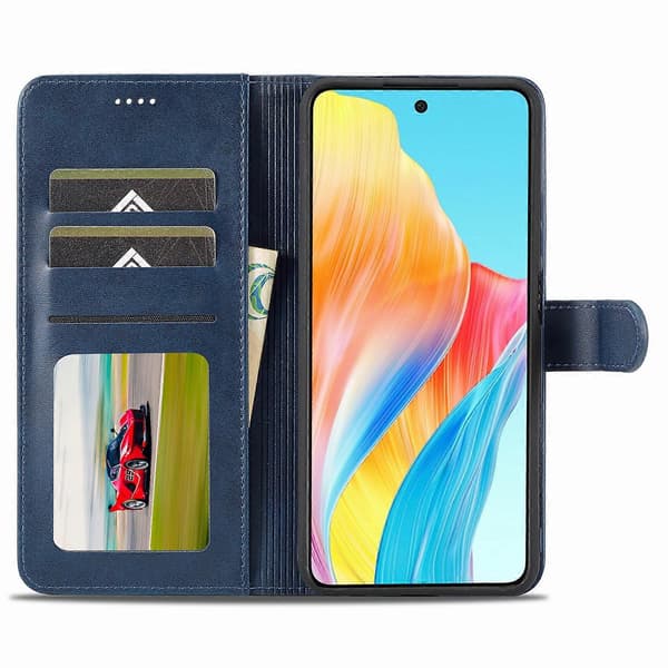 Beskyttende etui med lædertekstur og tegnebogsdesign til Oppo A38 4G/A18 4G