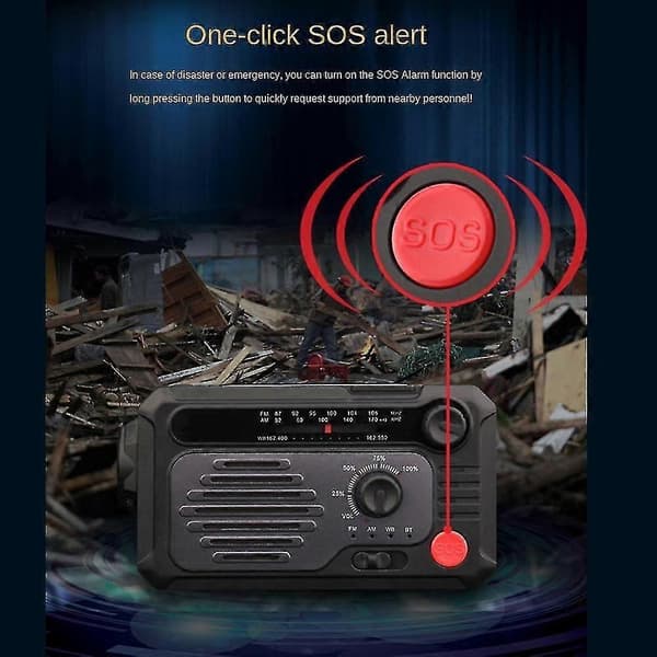 Den soldrivna handvevsradion med inbyggt 2000mAh batteri Walkman-spelare stöder FM/AM/Frekvens