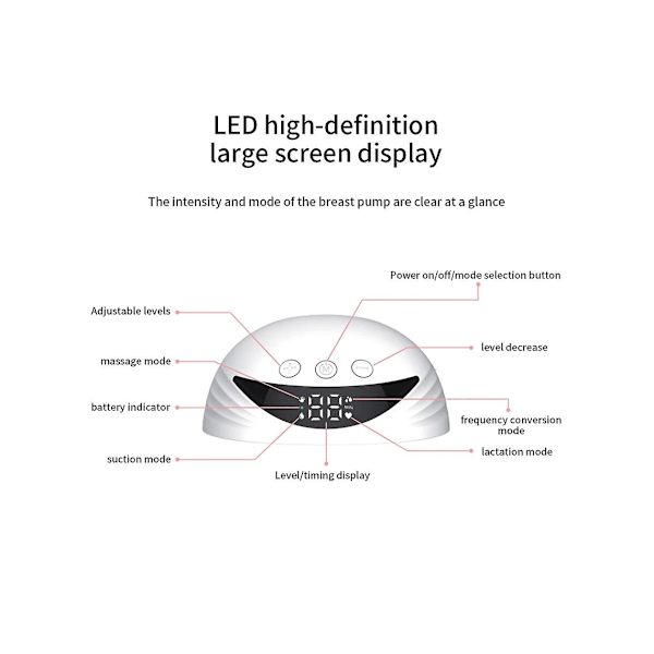 Bärbar Elektrisk Bröstpump, Lättvikt, Med LED-Display, 4 Lägen, Hudfärg, 2 Stycken
