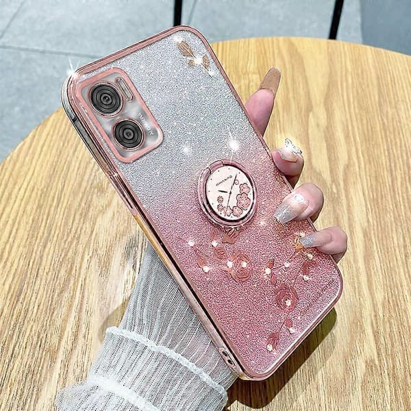 For Motorola Moto E22 4G/E22i 4G TPU Ring Deksel Stativ Glitter Telefon Deksel