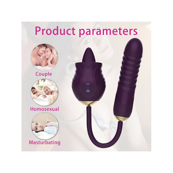 Ros Tunga Slickande Teleskopisk Massage Vibrator för Kvinnor (Lila)
