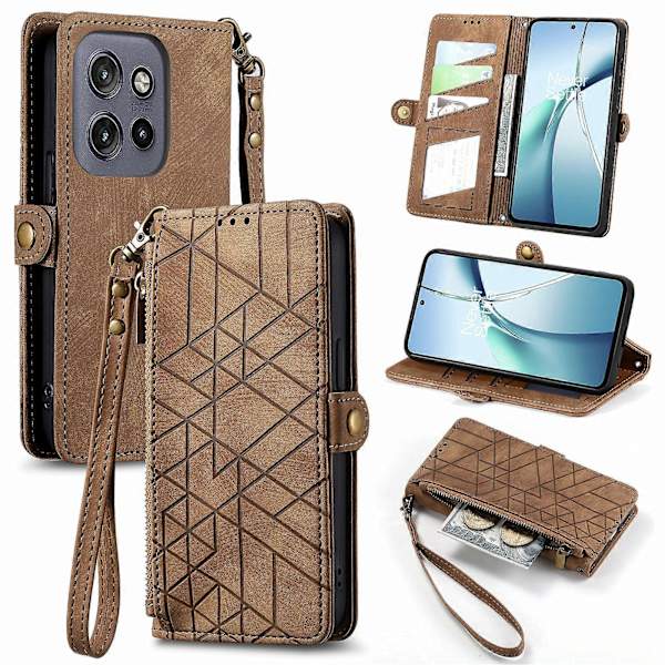 För Motorola Edge 50 Neo 5G/Moto S50 5G/Thinkphone 25 5G Flipfodral Plånbok Geometriska Linjer Läder Telefonskal