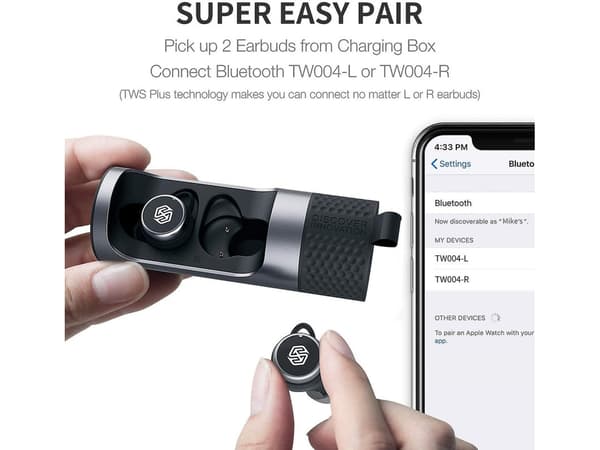 In-Ear Hörlurar Trådlös Laddning Bluetooth Svart