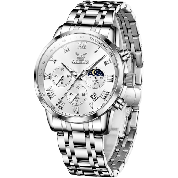 Herrklocka Analog Kvarts Rostfritt Stål Vattentät Luminous Datum Tvåfärgad Lyxig Casual Chronograph Klocka…