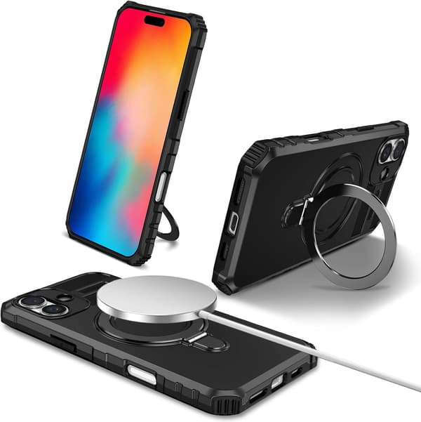 Telefonholder - iPhone 16 Plus - Støtsikker - Slank - Militært Etui Black Apple iPhone 16 Plus
