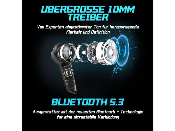 Brusreducerande hörlurar Timmar Bluetooth med brusreducering Svart