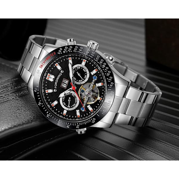 Tourbillon Automatisk Mekanisk Självuppdragande Lyx Rostfritt Stål 44mm Stor Urtavla Herrklocka med Underskiva