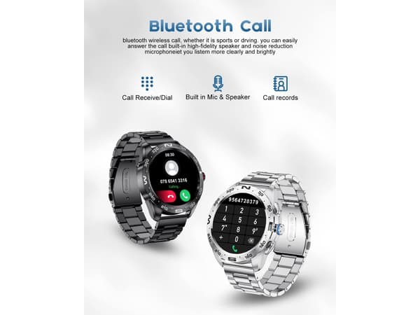 Smartwatch til Android iOS Bluetooth Opkald/Tekstpåmindelse/Stemmehøjttaler Aktivitetsmåler med Pulsmåling