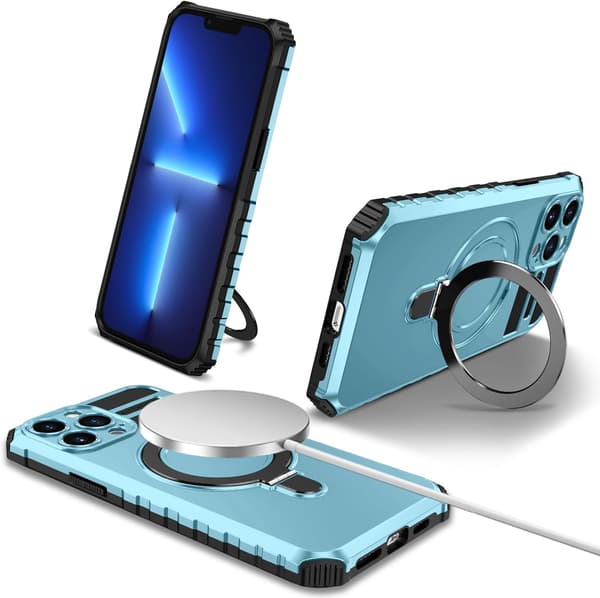 Telefondeksel - iPhone 13 Pro Max - Støtsikker - Magnetisk holder - Himmelsblå Sky Blue iPhone 13 Pro Max