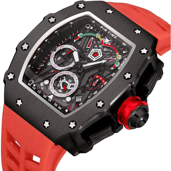 Unik Punk Armbandsur för Män Ihålig Stor Urtavla Självlysande Vattentät Sport Analog Kvarts Affärs Herrklockor Silikonrem Klänningsklocka