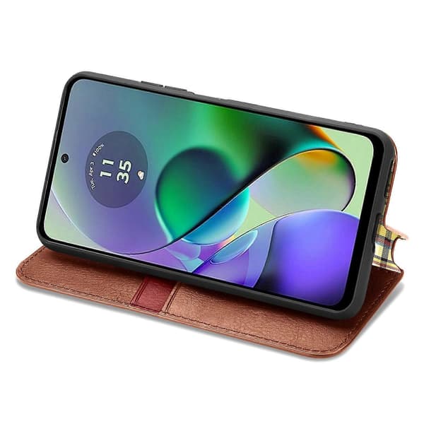 Diamantmönstrat läderplånboksfodral för Motorola Moto G54 5G