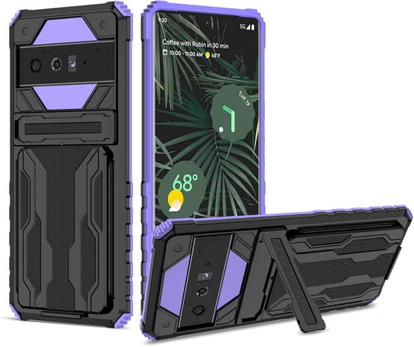 Telefondeksel - Google Pixel 6 Pro - Støtsikker - Skjult stativ - Lilla Purple Google Pixel 6 Pro