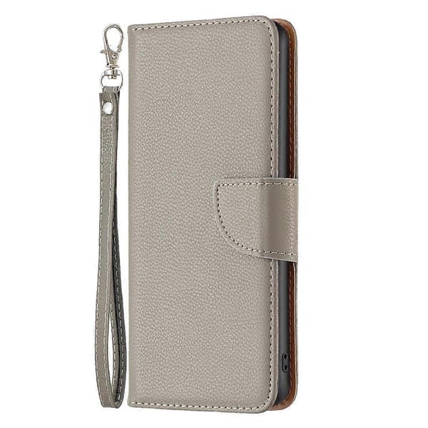 Til iPhone 16 Pro Lychee Tekstur Ensfarvet Læder Wallet Case Flip Cover
