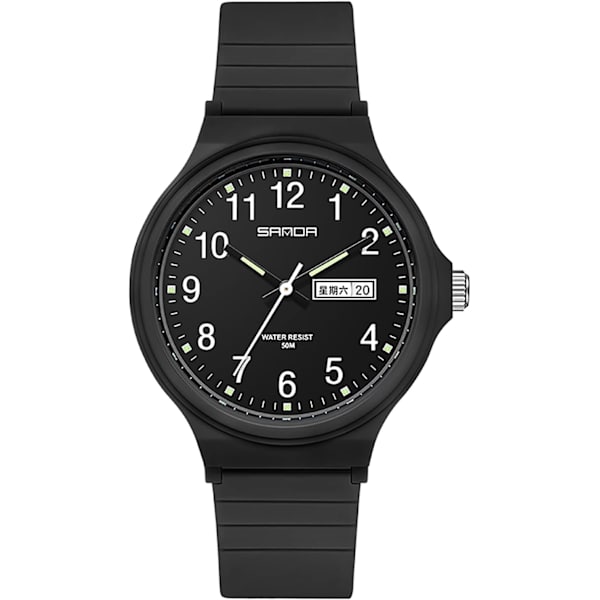 Enkla klockor för kvinnor minimalistisk stil TPU-armband Datum Veckodag Visning Kvarts Damklocka Lättvikt Vattentät Unisex Armbandsur