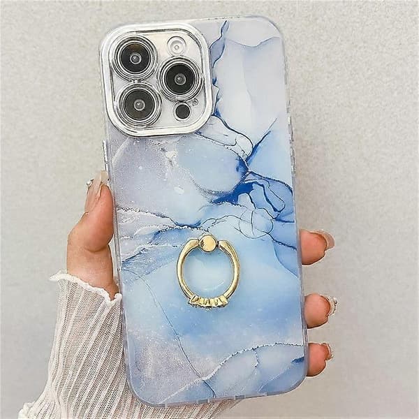 iPhone 16 Pro Max -kotelo jalustalla, IMD-marmorikuvio, galvanisoitu puhelinkotelo
