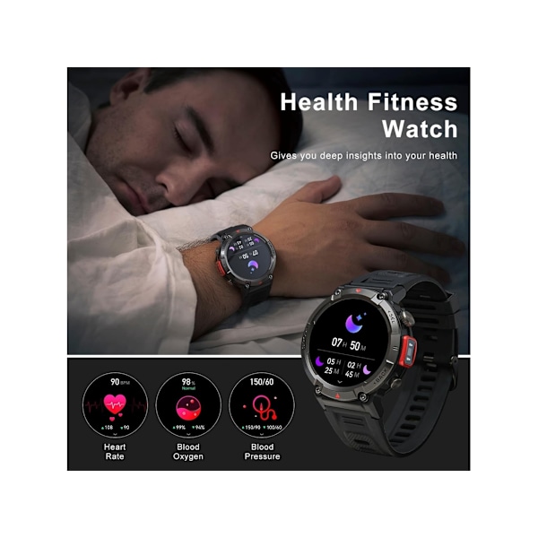 Smartklocka för män Svara/Ring samtal Bluetooth Taktisk Smartwatch för Android och Iphone Vattentät Fitness Tracker