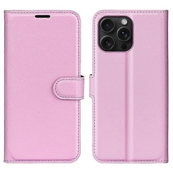 iPhone 16 Pro Max Plånboksfodral i läder med lycheetextur för mobiltelefon