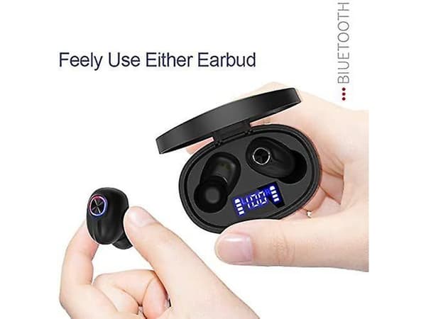 Vattentäta TWS Bluetooth-hörlurar Ingen laddning Svart