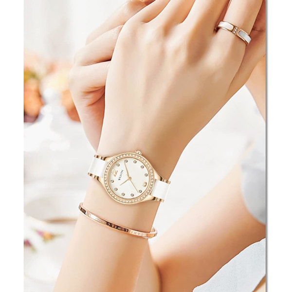 Lyxiga Damklockor Diamantklockor Rostfritt Stål Elegant Klocka för Kvinnor Quartz Damklocka Analog Display Vattentät Armbandsur för Kvinnor